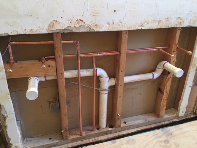 Some exposed copper pipes